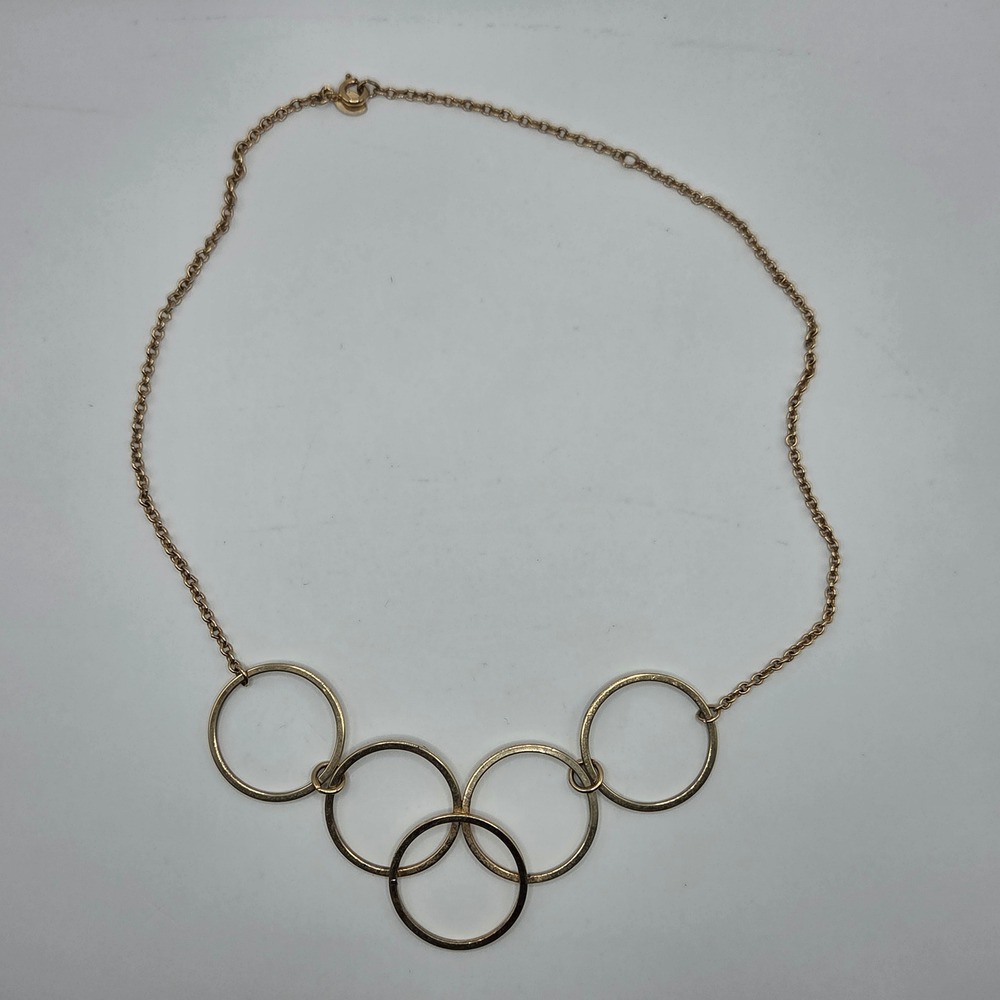 Vintage Avon 1977 Gilded Circles Gold Tone Geometric Necklace 18.5" Mod